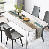 Lofaris Grey Cyan Watercolor Dining Fabric Table Runner